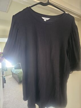 Time and Tru Black Short Sleeve Knit Blouse